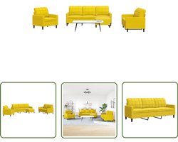 vidaXL Velours Bank - Loungeset - 4-delige Loungeset met kussens fluweel geel - Geel Bankstel - Zitzitting - Lounge Set