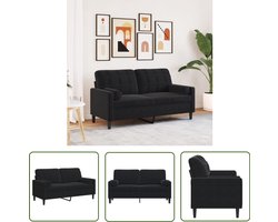 vidaXL Velours Bank - Tweezitsbank - Tweezitsbank met sierkussens 140 cm fluweel zwart - Zwarte Bank - Salontafel - Woonkamer Meubels