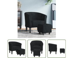 vidaXL Velours Stoel - Kuipstoel - Kuipstoel met voetenbank fluweel zwart - Zwarte Stoel - Lounge Stoel - Relaxfauteuil