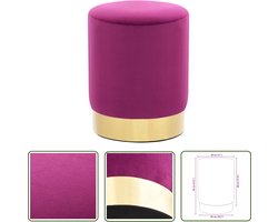 vidaXL Velvet Kruk - Luxe Kruk - Kruk fluweel 28 x 36 cm paars en goudkleurig - Stoere Kruk - Ronde Kruk - Woonaccessoires