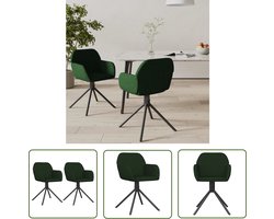 vidaXL Velvet Meubilair - Eetkamerstoelen - Eetkamerstoelen draaibaar 2 st fluweel donkergroen - Donkere Fauteuils - Groene Stoffen Stoelen - Draaibare Stoelen