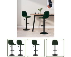 vidaXL Velvet Stoel - Barkruk - Barkrukken 2 st fluweel donkergroen - Donkere Groene Stoel - Hoge Stoel - Barstoel