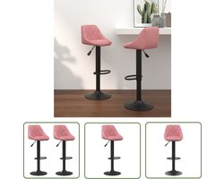 vidaXL Velvet Stoelen - Barstoelen - Barkrukken 2 st fluweel roze - Roze Stoelen - Barkrukken - Hoge Stoelen