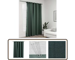 vidaXL Verduisterend Gordijn Linnen-look 290x245cm - Groen Gordijn - Verduisterend Gordijn - Linnen Look Gordijn - Groene Gordijn - Kamerdecoratie