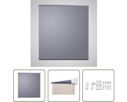 vidaXL Verduisterende Gordijnen - Rolgordijnen - Rolgordijn verduisterend 160 x 230 cm grijs - Blackout Gordijnen - Grijze Gordijnen - Raamdecoratie