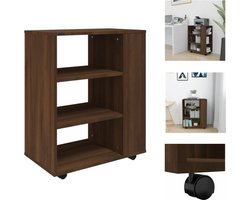 vidaXL Verrijdbare Kast - Verrijdbare Kasten - Dossierkast - Documentenkast - Rolkast 60x35x75 cm bewerkt hout bruin eikenkleur