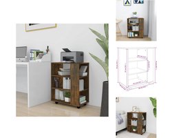 vidaXL Verrijdbare Kast - Verrijdbare Kasten - Dossierkast - Documentenkast - Rolkast 60x35x75 cm bewerkt hout gerookt eikenkleurig