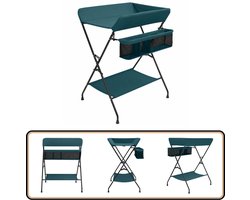 vidaXL Verschoontafel - Groen - Inklapbaar - IJzer Verschoontafel - Kindermeubilair - Babykamer - Luier Verschonen - Opbergruimte