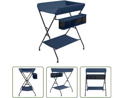 vidaXL Verschoontafel ijzer marineblauw - Verschoontafel - Babykamer - Kinderkamer - Luierverzorging - Multifunctionele Tafel
