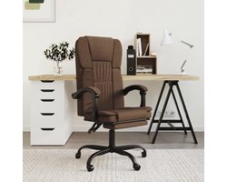 vidaXL Verstelbare Bureaustoel - Bruin - 63x56 cm - Ademende stof - Verstelbare rugleuning en voetensteun - 360 graden draaibaar - Bureaustoel