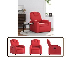 vidaXL Verstelbare Fauteuil - Kunstleer - Rood Fauteuil - Fauteuils - Relaxfauteuil - Leunstoel