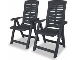 vidaXL - Verstelbare - klapstoelen, - 2 - stuks, - antracietkleurig - kunststof