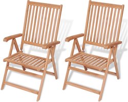 vidaXL - Verstelbare - klapstoelen, - 2 - stuks, - massief - teakhout