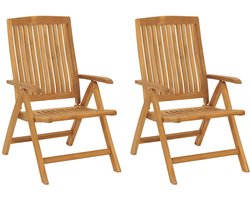 vidaXL - Verstelbare - klapstoelen, - 2 - stuks, - massief - teakhout