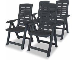 vidaXL - Verstelbare - klapstoelen, - 4 - stuks, - antracietkleurig - kunststof