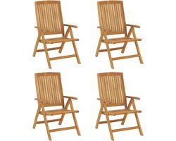 vidaXL - Verstelbare - klapstoelen, - 4 - stuks, - massief - teakhout