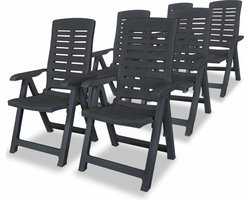 vidaXL - Verstelbare - klapstoelen, - 6 - stuks, - antracietkleurig - kunststof