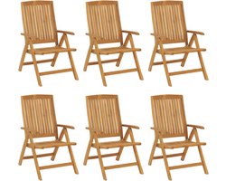 vidaXL - Verstelbare - klapstoelen, - 6 - stuks, - massief - teakhout