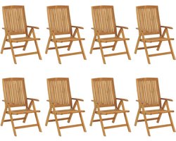 vidaXL - Verstelbare - klapstoelen, - 8 - stuks, - massief - teakhout