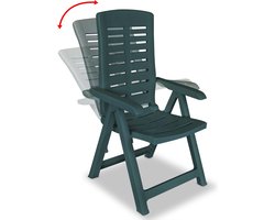 vidaXL Verstelbare Kunststof Tuinstoelen - Groen Tuinstoel - Lounge Stoel - Buistuinstoel - Buitenkamer Meubilair - Tuinset