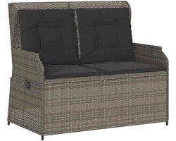 vidaXL Verstelbare Tuinbank - Inclusief Kussens - Grijs Tuinbank - Lounge Bank - Buitentijd - Relaxen - Terras - Balkon - Polyrattan - Roestvrijstaal - Comfort - Design - Outdoor Furniture - Tuinset - Loungebank