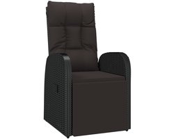 vidaXL Verstelbare Tuinstoel met Kussen - Zwart Tuinstoel - Lounge Stoel - Poly Rattan - Loungestoel - Buitmeubilair