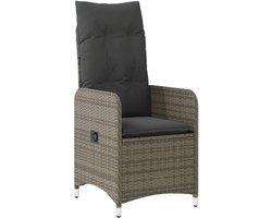 vidaXL Verstelbare Tuinstoel - Poly Rattan - Grijs Tuinstoel - Lounge Stoel - Relaxfauteuil - Buitentijnen - Terrasstoel