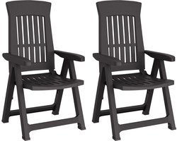 vidaXL Verstelbare Tuinstoelen 2 st Antraciet Tuinstoel - Lounge Stoel - Polypropyleen Stoel - Buitenshuis Meubel - Tuinset