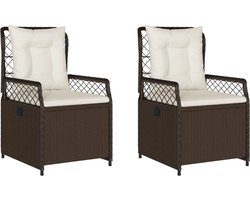 vidaXL Verstelbare Tuinstoelen 2 st - Bruin Tuinstoelen - Lounge Stoelen - Relax Stoelen - Buisthoek - Poly Ratan