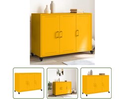 vidaXL Vintage Dressoir - Dressoir - Dressoir 100,5x39x72 cm staal mosterdgeel - Side Table - Mustard Yellow Furniture - Living Room Furniture
