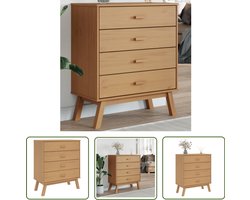 vidaXL Vintage Kast - Ladekast - Ladekastje OLDEN massief grenenhout bruin - Grenenhouten Kast - Scandinavisch Design - Opbergkast