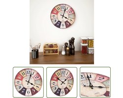 vidaXL Vintage Klok - Retro Wandklok - Wandklok vintage stijl 30 cm meerkleurig - Mdf Wandklok - Multikleurige Klok - Kamerdecoratie