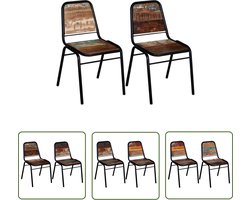 vidaXL Vintage Meubels - Eetkamerstoelen - Eetkamerstoelen 2 st massief gerecycled hout - Herbruikbaar Materiaal - Recycled Wood Furniture - Industriële Stoelen