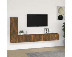 vidaXL Vintage Meubels - TV Kasten - 3-delige Tv-meubelset bewerkt hout gerookt eikenkleurig - Houten TV Stand - Bruine TV Kast - Salon Meubilair