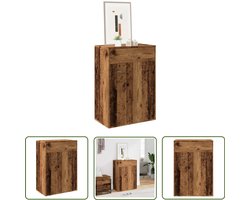 vidaXL Vintage Schoenenkast - Schoenenkast - Schoenenkast 60x35x84 cm bewerkt hout oud houtkleurig - Houten Schoenenkast - Opbergkast - Entree Kast