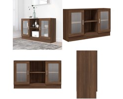 vidaXL Vitrinekast 120x30,5x70 cm bewerkt hout bruin eikenkleur - Vitrinekast - Vitrinekasten - Kast - Buffetkast