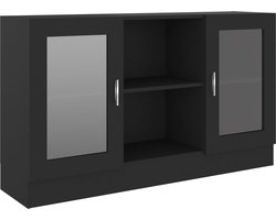 vidaXL - Vitrinekast - 120x30,5x70 - cm - bewerkt - hout - zwart
