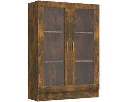 vidaXL - Vitrinekast - 82,5x30,5x115 - cm - bewerkt - hout - gerookt - eikenkleurig