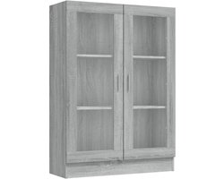 vidaXL - Vitrinekast - 82,5x30,5x115 - cm - bewerkt - hout - grijs - sonoma - eiken