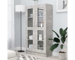vidaXL Vitrinekast 82,5x30,5x150 cm bewerkt hout betongrijs - Vitrinekast - Vitrinekasten - Vitrine - Vitrines