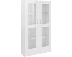 vidaXL - Vitrinekast - 82,5x30,5x150 - cm - bewerkt - hout - hoogglans - wit
