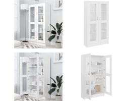 vidaXL Vitrinekast 82,5x30,5x150 cm bewerkt hout wit - Vitrinekast - Vitrinekasten - Vitrine - Vitrines