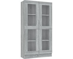 vidaXL Vitrinekast - 82,5x30,5x150 cm - Sonoma eiken Vitrinekast - Boekenkast - Grijze Vitrinekast - Houten Vitrinekast - Vintage Vitrinekast