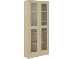 vidaXL - Vitrinekast - 82,5x30,5x185 - cm - bewerkt - hout - sonoma - eikenkleurig