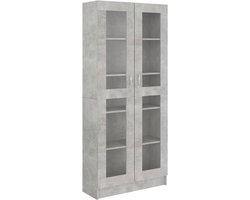 vidaXL - Vitrinekast - 82,5x30,5x185,5 - cm - bewerkt - hout - betongrijs