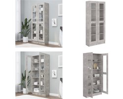 vidaXL Vitrinekast 82,5x30,5x185,5 cm bewerkt hout betongrijs - Vitrinekast - Vitrinekasten - Vitrine - Vitrines