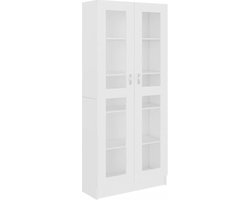 vidaXL - Vitrinekast - 82,5x30,5x185,5 - cm - bewerkt - hout - wit