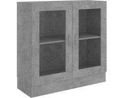 vidaXL - Vitrinekast - 82,5x30,5x80 - cm - bewerkt - hout - betongrijs