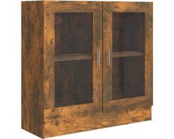 vidaXL - Vitrinekast - 82,5x30,5x80 - cm - bewerkt - hout - gerookt - eikenkleurig