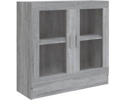 vidaXL - Vitrinekast - 82,5x30,5x80 - cm - bewerkt - hout - grijs - sonoma - eiken